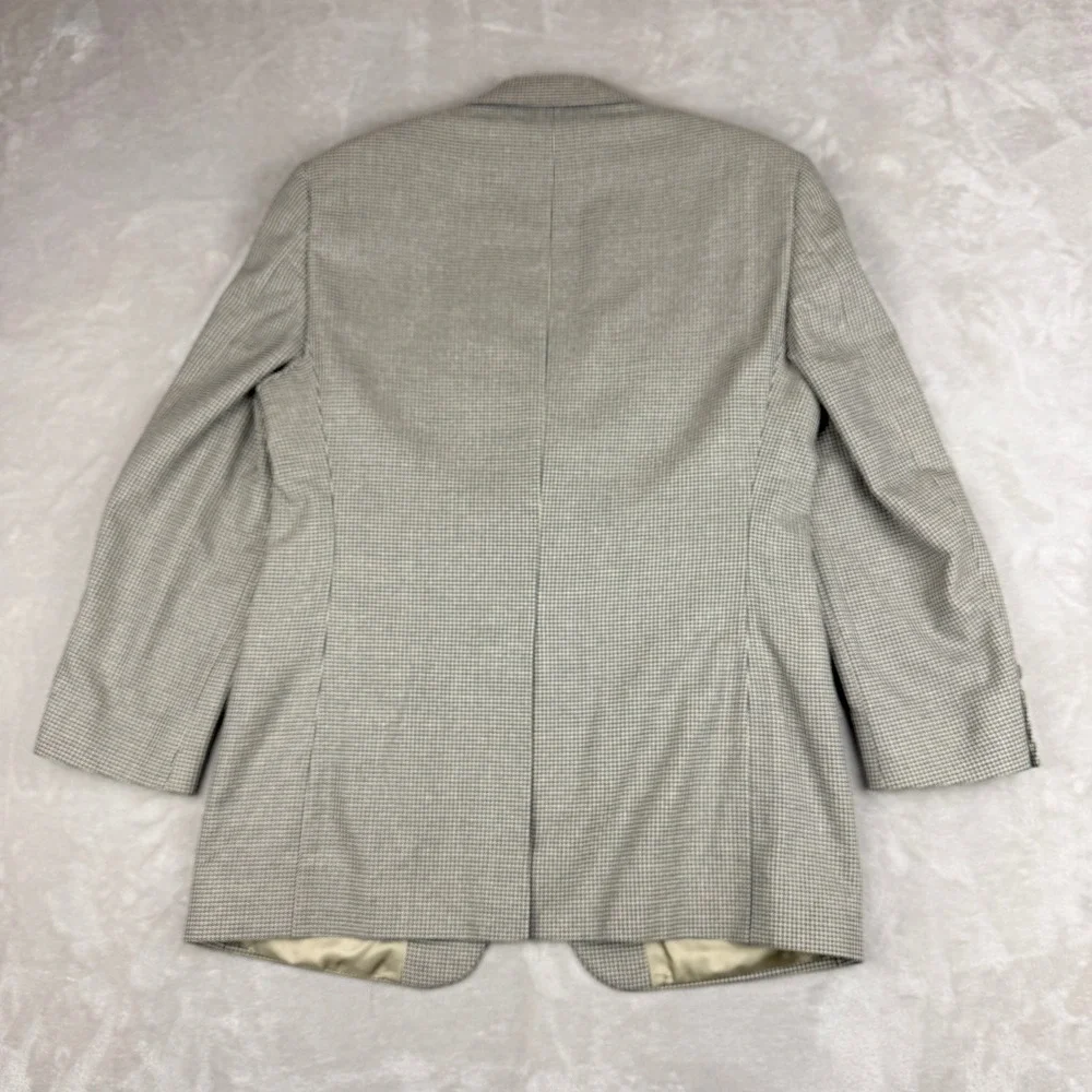 VTG Brooks Brothers Blazer Mens 40R Navy Cream Houndstooth Wool USA Union Made